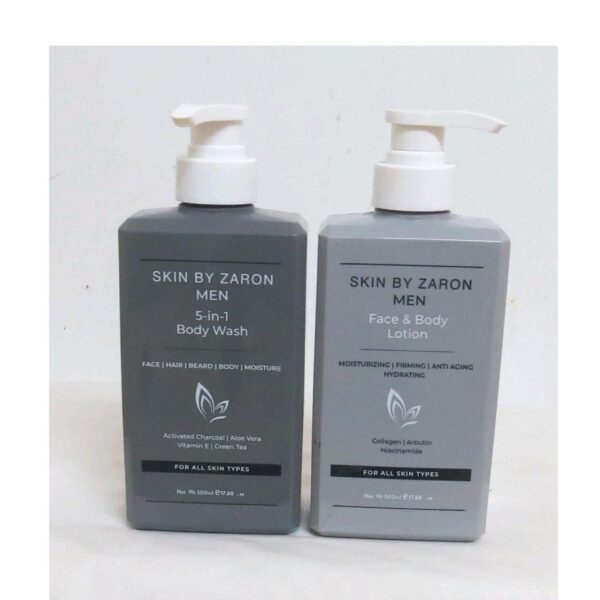 Skin by Zaron Men Moisturizing Hydrating Body Lotion + Shower Gel Body Wash