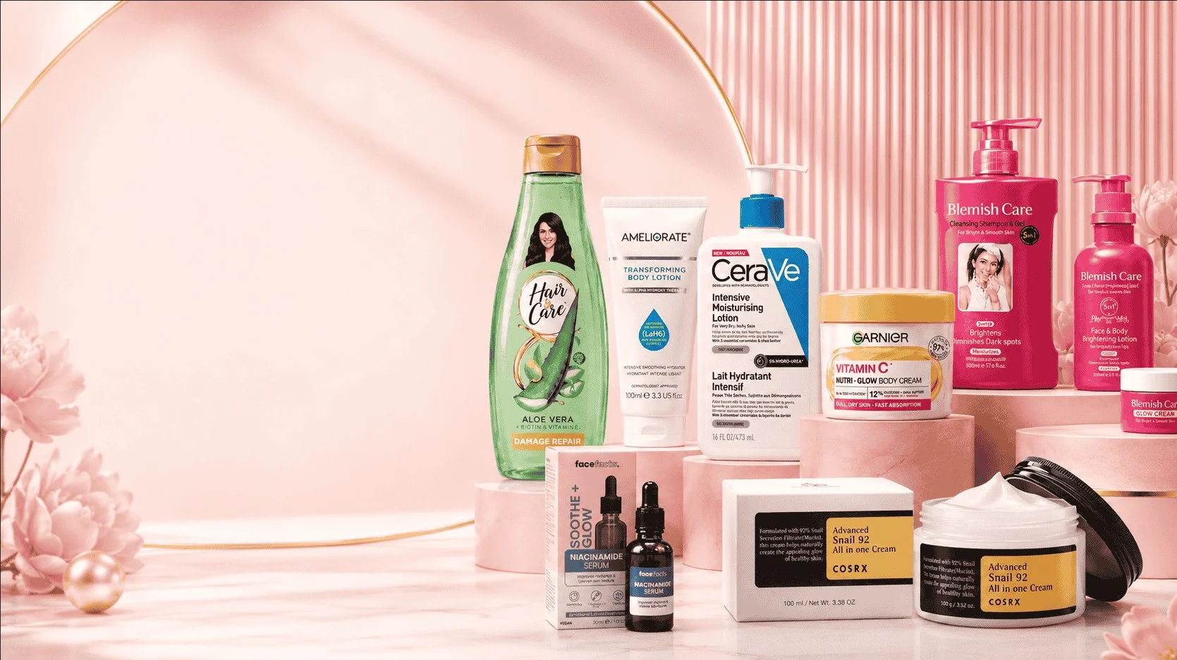 Glowvia skincare and beauty products collection